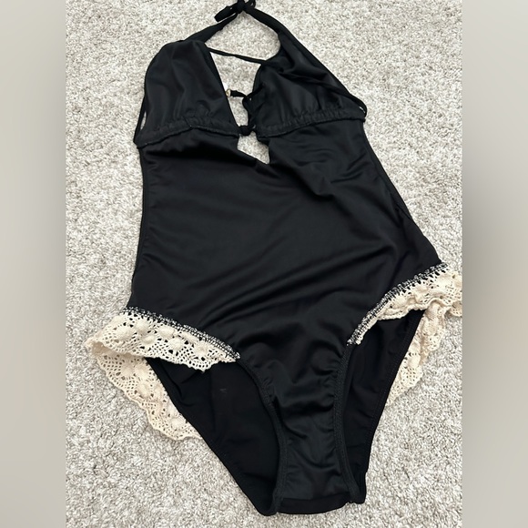 Shay Todd Swim One Piece - Lace Swimwear, (Black/White, Large) Made in USA -RARE - Picture 16 of 16